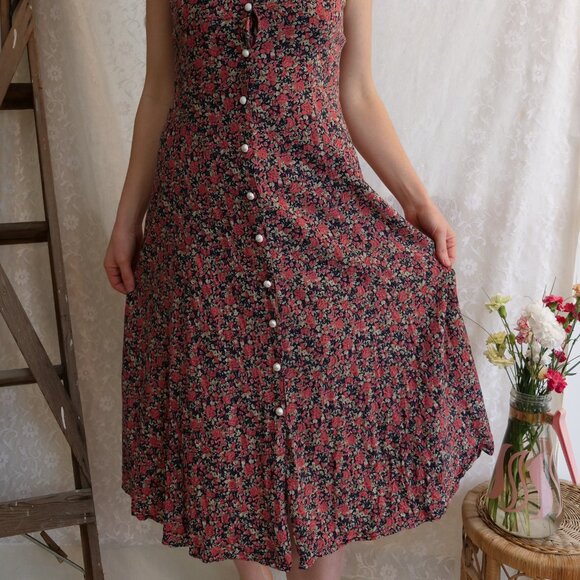 Vintage Retro 1990s Cottage Core Dress Ladies XS S 100% Rayon - Picture 2 of 9